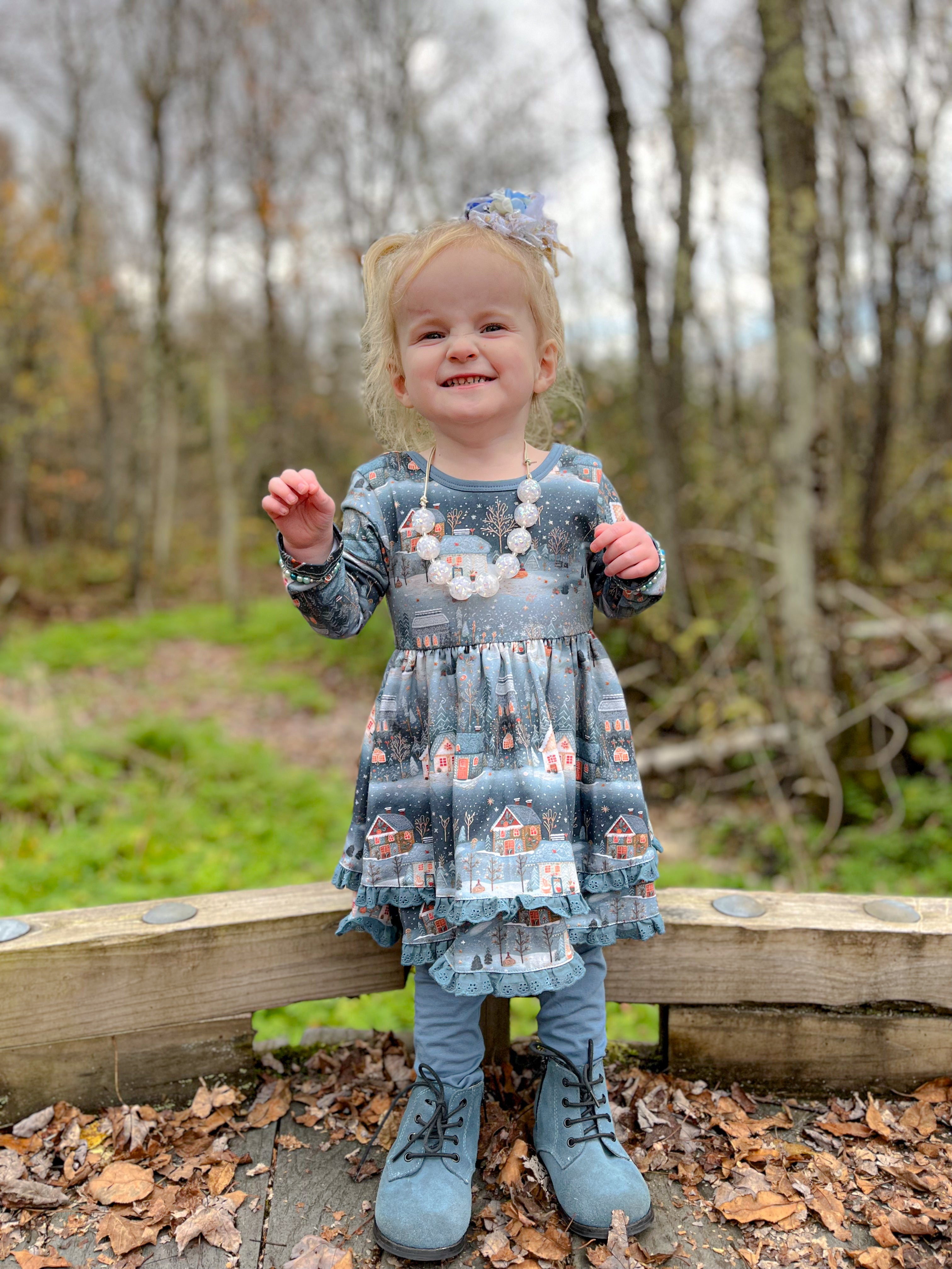 Snowy Village Peplum Set Long Sleeve