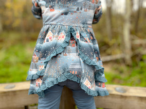 Snowy Village Peplum Set Long Sleeve