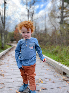 Snowy Village Henley Tee LONG Sleeve