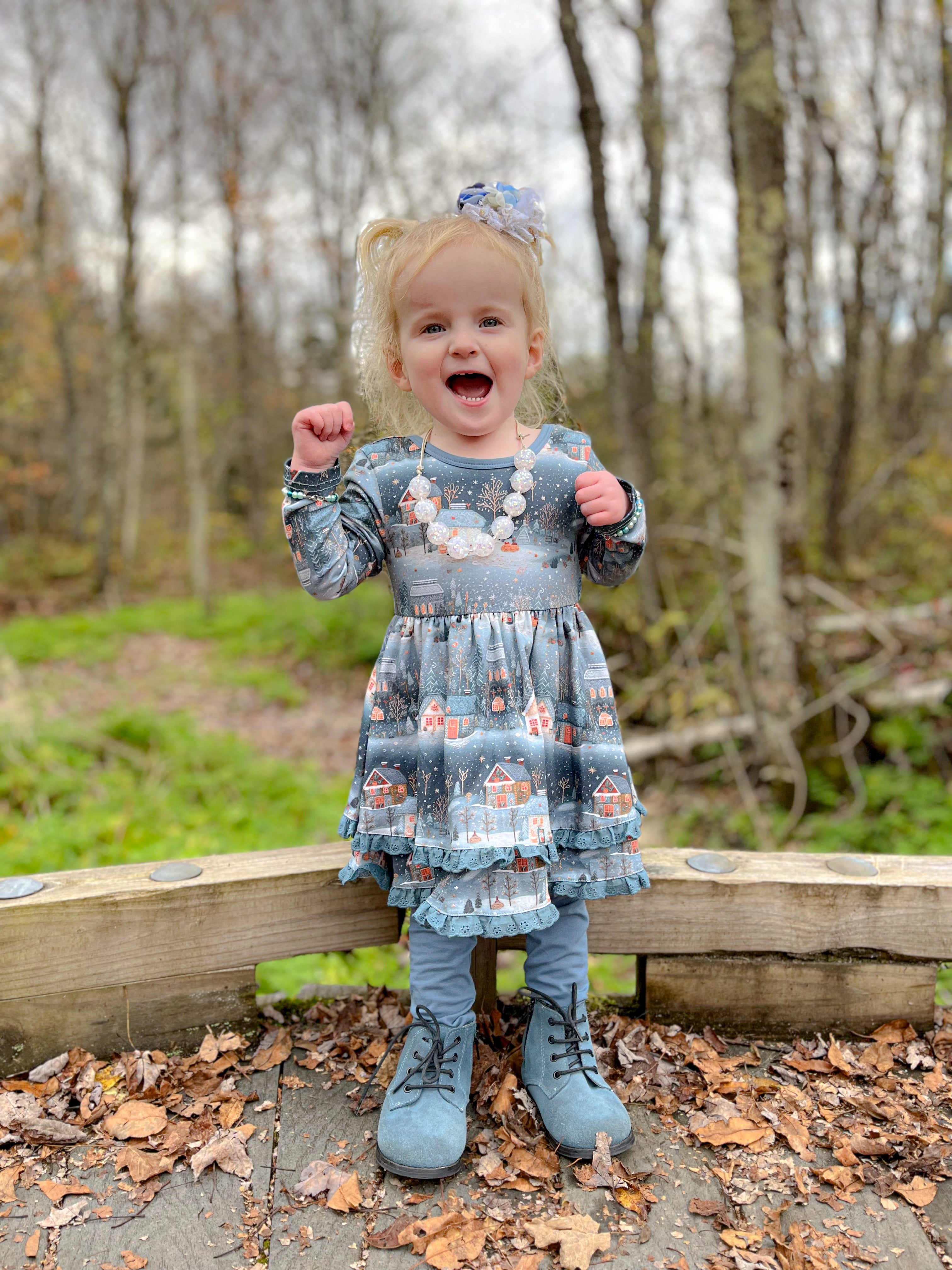 Snowy Village Peplum Set Long Sleeve