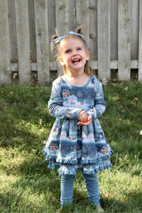 Snowy Village Peplum Set Long Sleeve