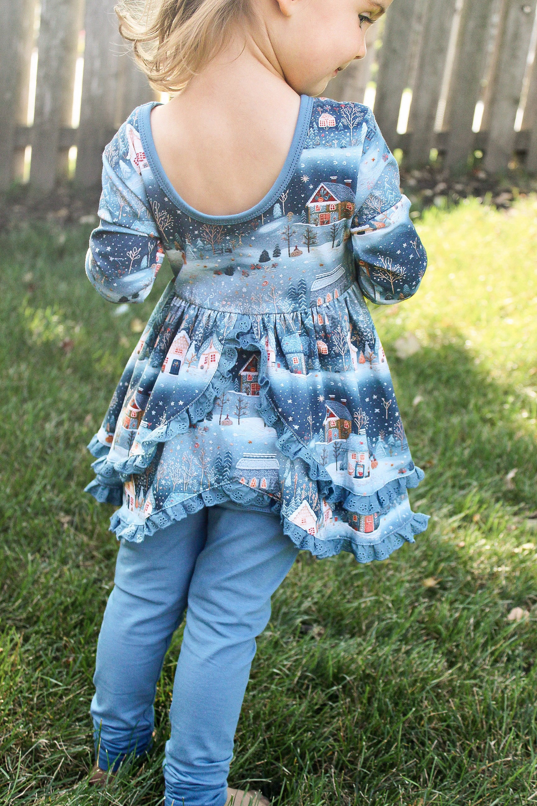Snowy Village Peplum Set Long Sleeve