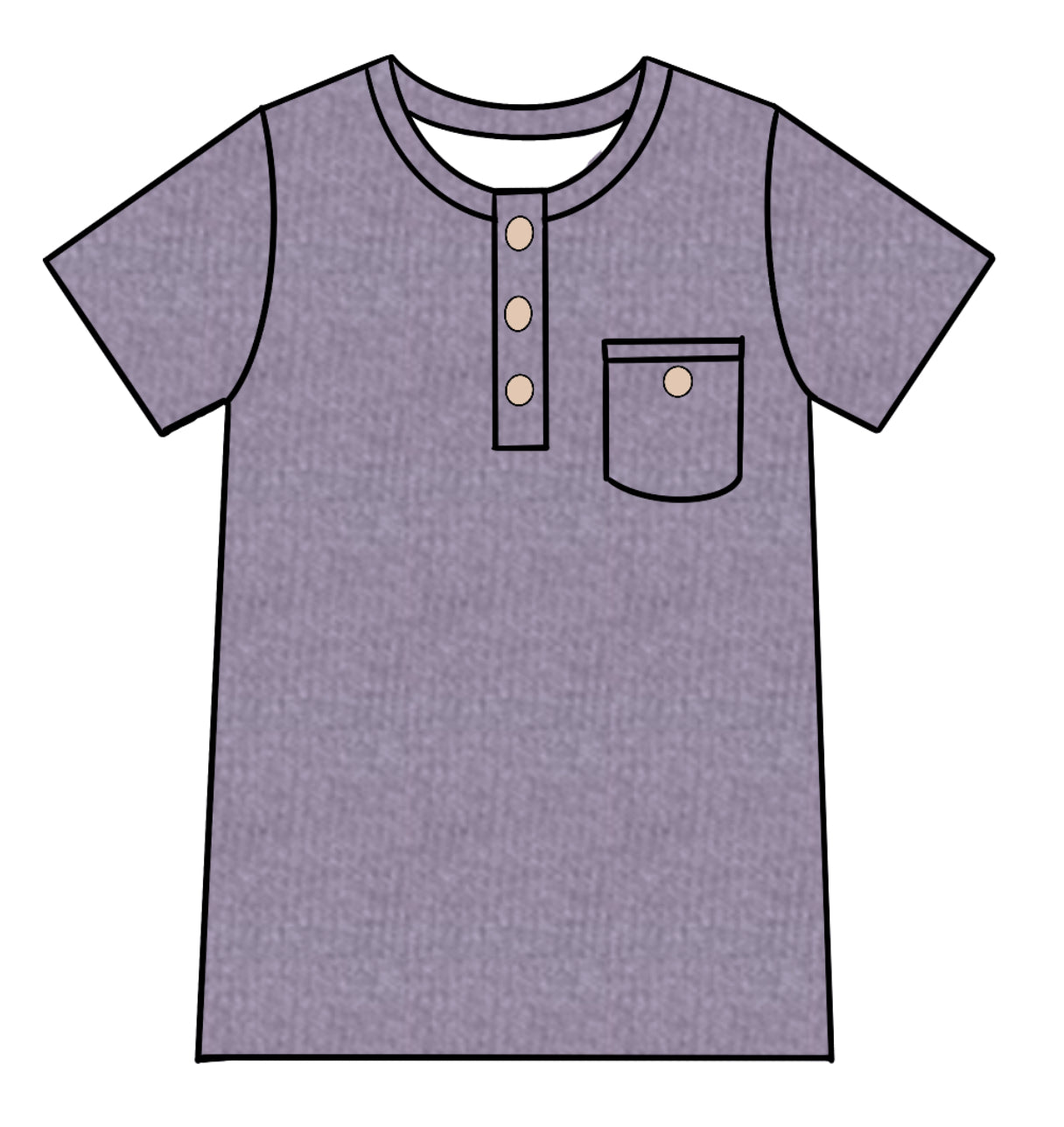 Lavender Ribbed Henley (Thin Ribbed)