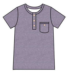 Lavender Ribbed Henley (Thin Ribbed)