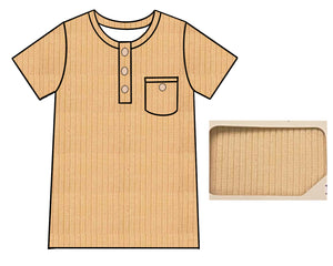 Cream Ribbed Henley (Medium Ribbed)