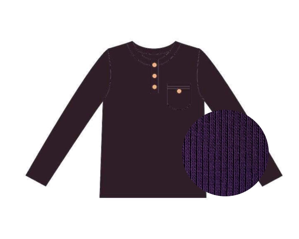 Eggplant Ribbed Henley