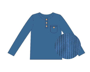 Blue Ribbed Henley