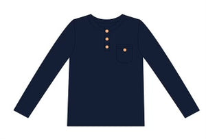 Navy Ribbed Henley